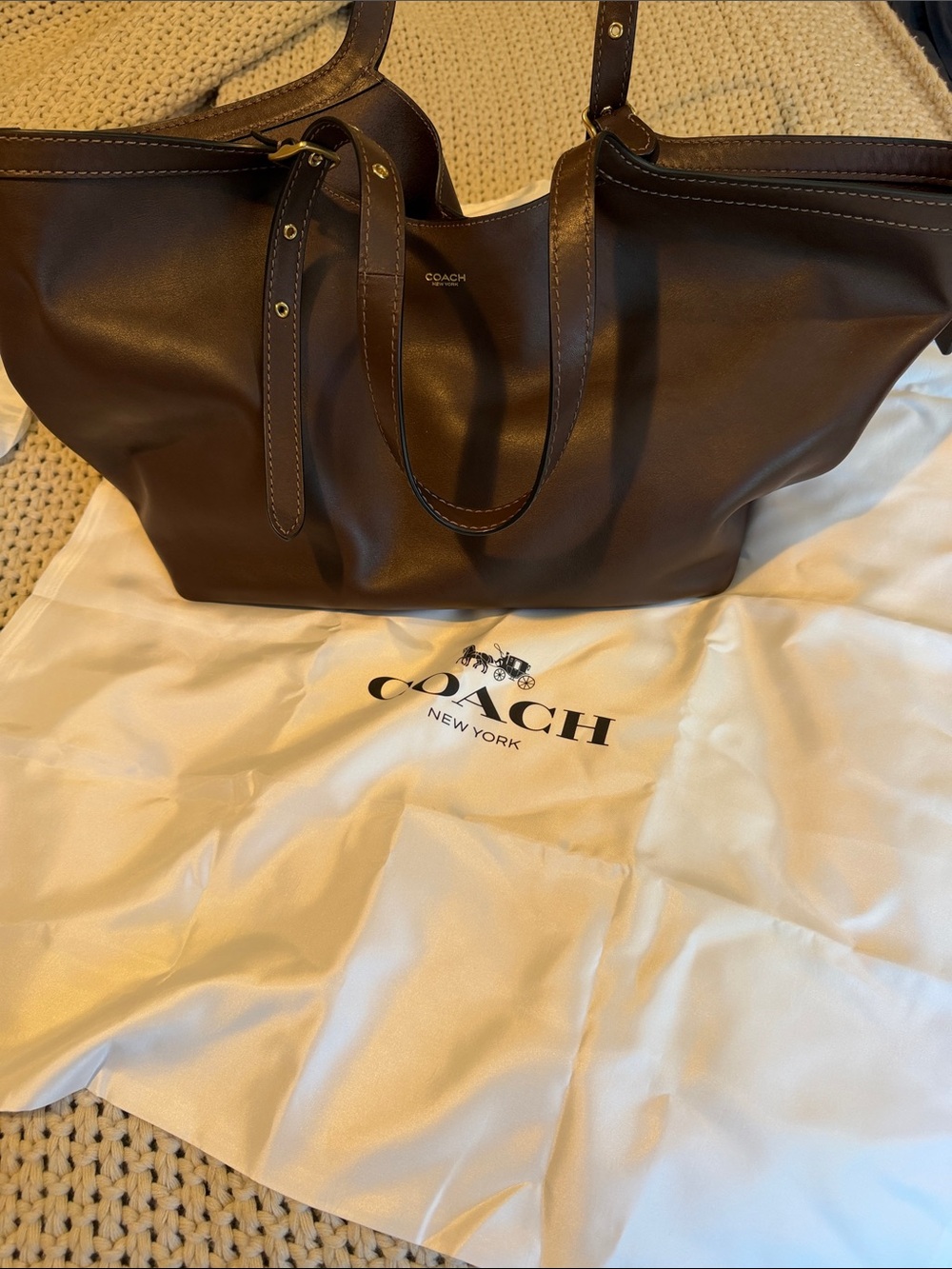 Coach Dark Brown Leather Shoulder Tote